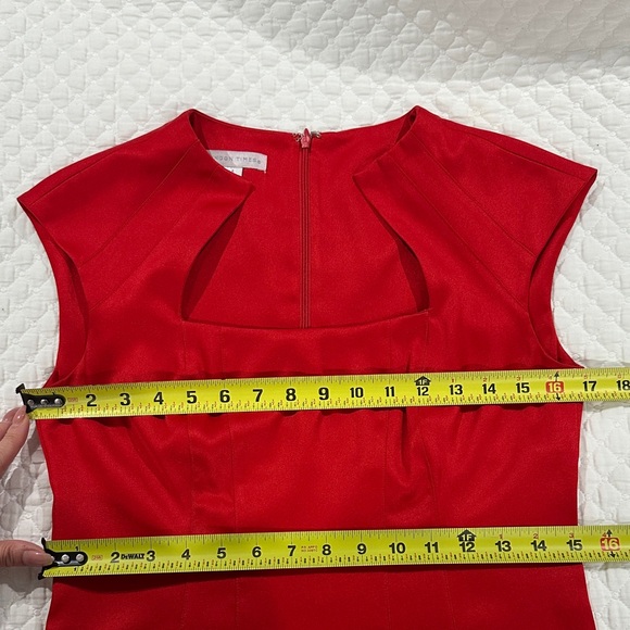 London Times Red Keyhole Sheath Bodycon Cocktail Valentine’s Day Dress Size S - Picture 14 of 17
